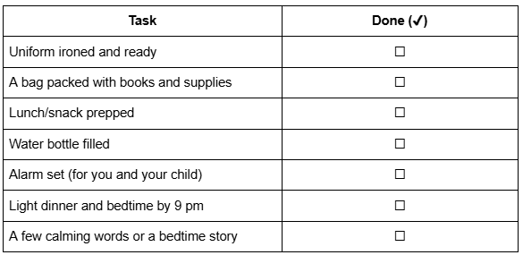 Checklist for the Night Before School Reopens