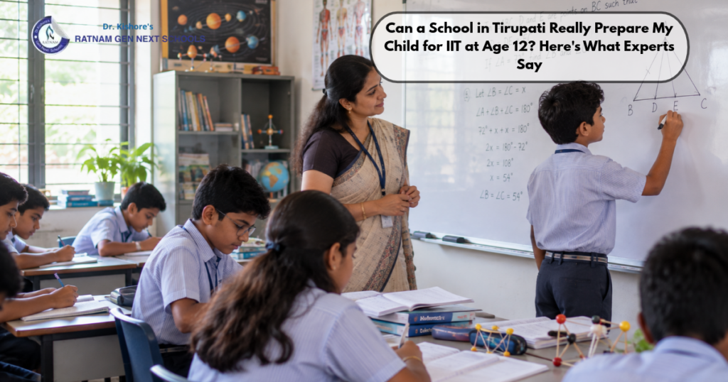 Student learning Mathematics and Science as part of early IIT foundation preparation in Tirupati